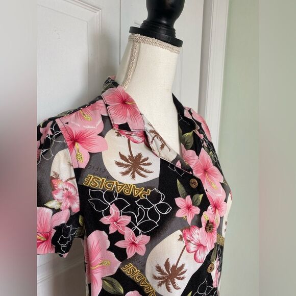 80s/ 90s Caribbean Joe Hawaiian Shirt with Coconut Buttons - Picture 4 of 10